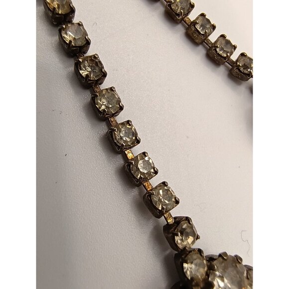 Vintage Sapphire Blue Clear Rhinestone Paste Choker Necklace Statement Cocktail - Picture 15 of 15